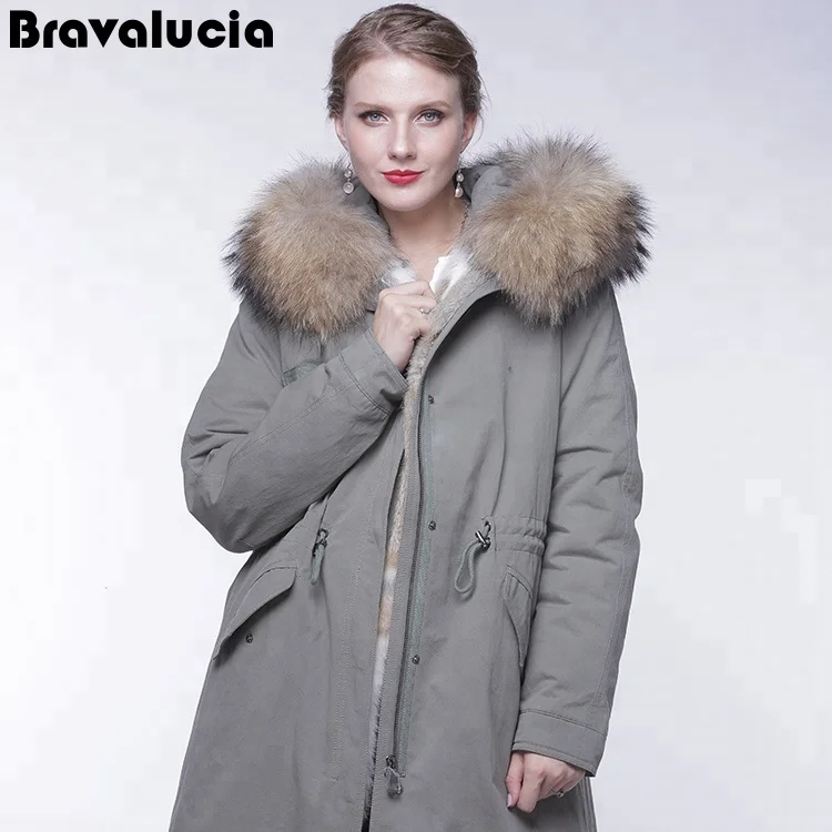

New Thick Long Coat Raccoon Fur Collar Winter Jacket Real fur coat women, Requirement