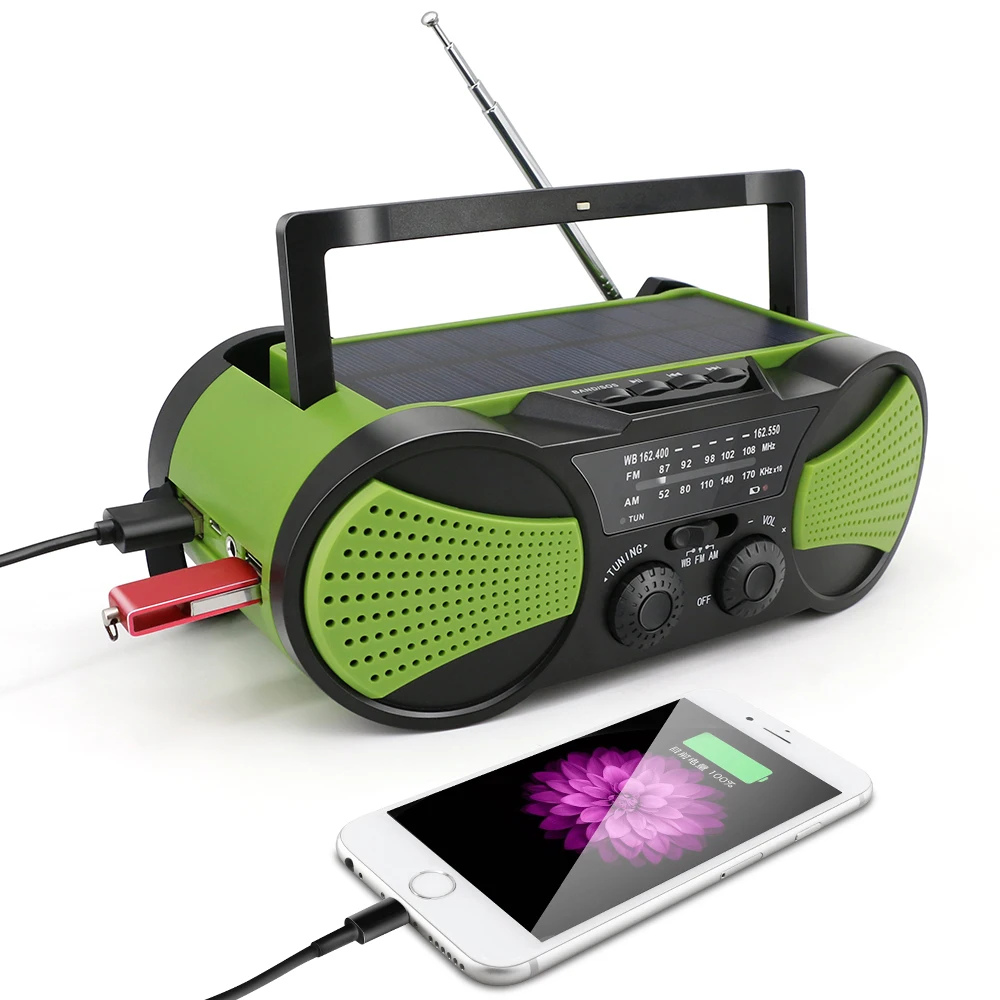 

Waterproof NOAA solar radio with emergency power bank and LED torch, Customerzied