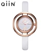 2017 New Arrival Ultra Light Skeleton Rose Gold Case Leather Belt Lady Watch 1508
