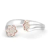 LOZRUNVE Rhodium Elegant Helmet 925 Sterling Silver Double Head Floral Cluster Ring