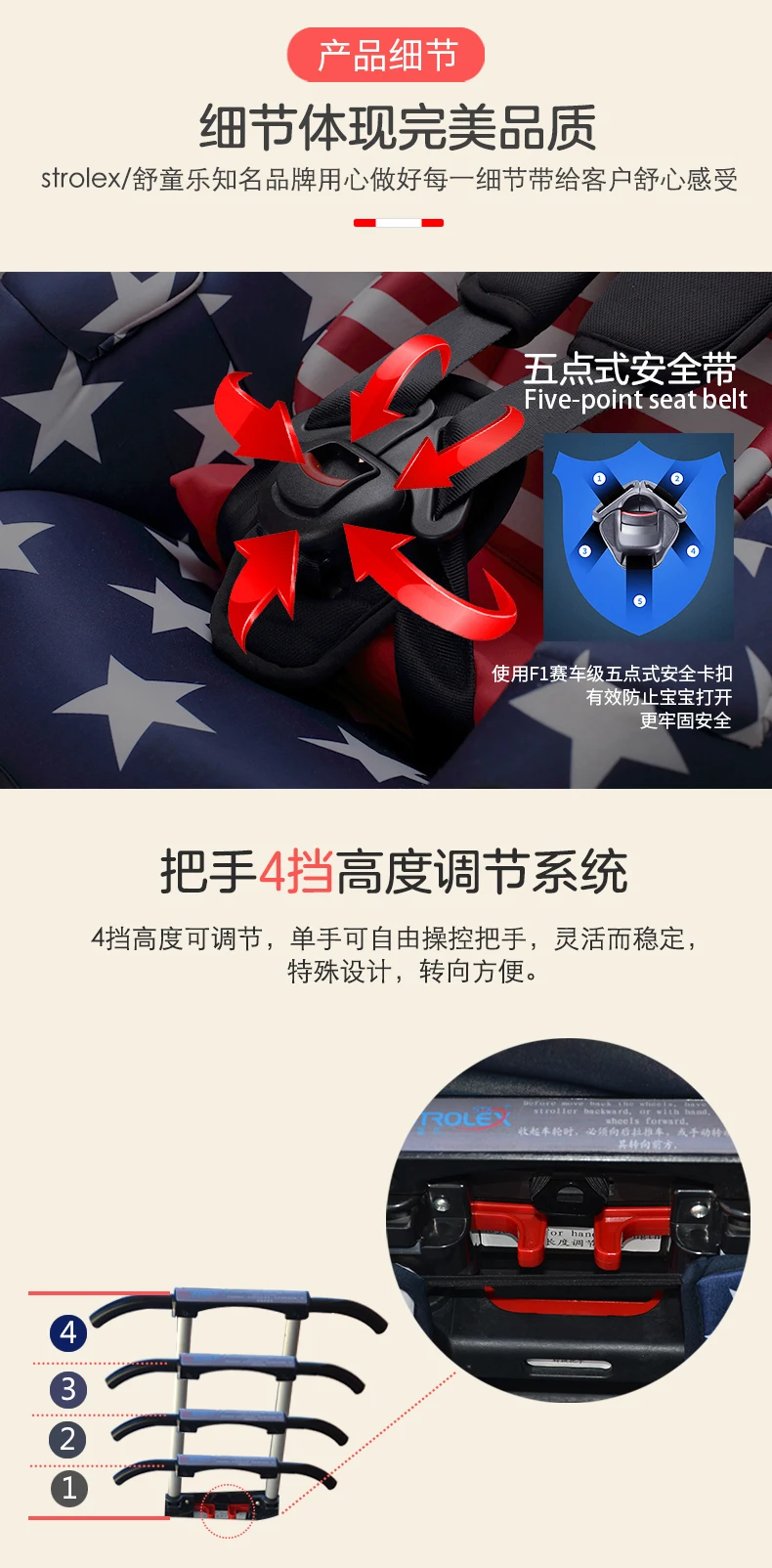 Strolex 5 in 1 Multifunctional ISOfix Child Car Safety Seat Baby Car Seat Stroller Travel Baby Stroller with Car Seat 6M~12Y