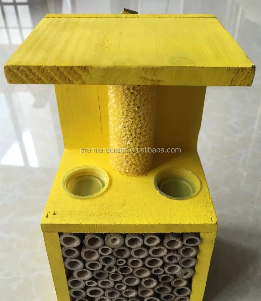 Soild Wooden Bee House With Feeder Sponge For Nectar Honey And