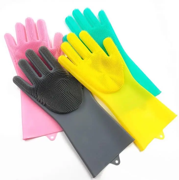 

2019 Multipurpose Semi-permanent Household Swirl Grip Silicone Gloves for Kitchen Dishwashing Laundry Cleaning, Blue/pink/grey/yellow etc