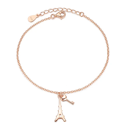 

Rose Gold Locket Heart Bracelets Women Girls with Paris Eiffel Tower 925 Sterling Silver Chain Charm Bracelet Fashion Jewelry