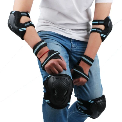 

High Quality 3 in 1 Roller Skate Knee Elbow Wrist Pads Protective Gear Sets, Black red, black blue