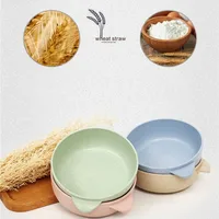 

Tableware Durable Wheat Straw Baby Solid Color Bowl With Spoon