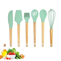 

6 pcs Baking Utensils Set / Beech Wood & Silicone Cooking / Pastry Tools / Spatula / Turner / Spoon / Egg Whisk / Oil Brush