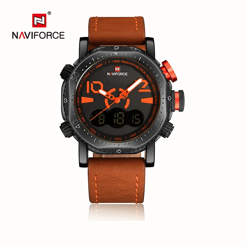 

Men Sport Watches NAVIFORCE Brand Dual Display Watch Men LED Digital Analog Electronic Quartz Watches 30M Waterproof Male Clock