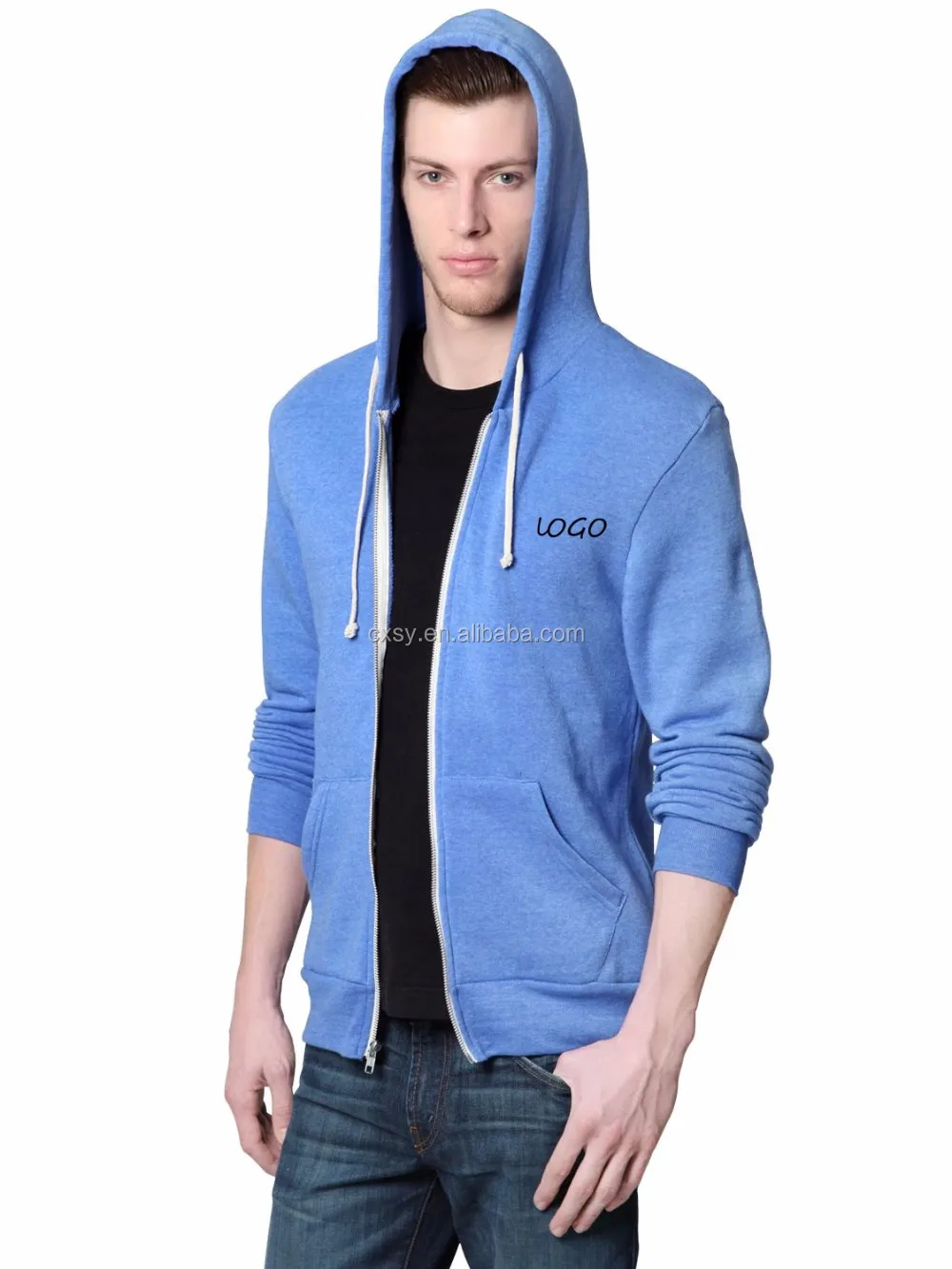 Mens Hooded Jacket Without Sleeve 100 Cotton Logo Custom Zipper Xxxxl