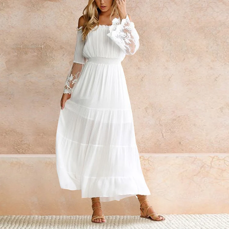 off the shoulder white dress casual