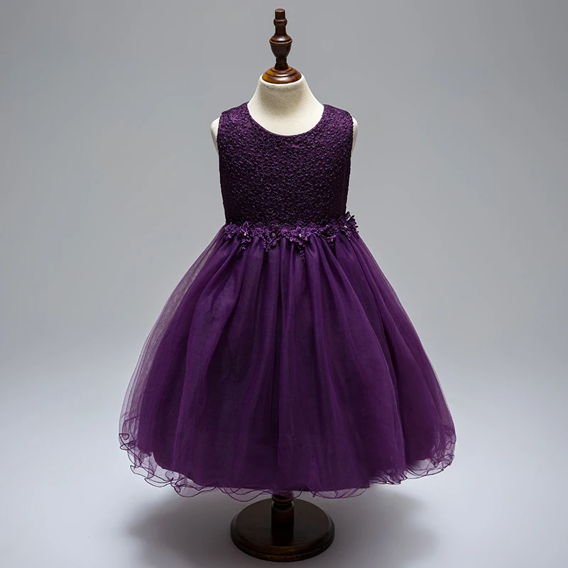 

New Model Baby Clothes Factory Girls Sequins Lace Birthday Party Wear Dress LL313, Rose red;red;champagne;white;purple;blue;orange