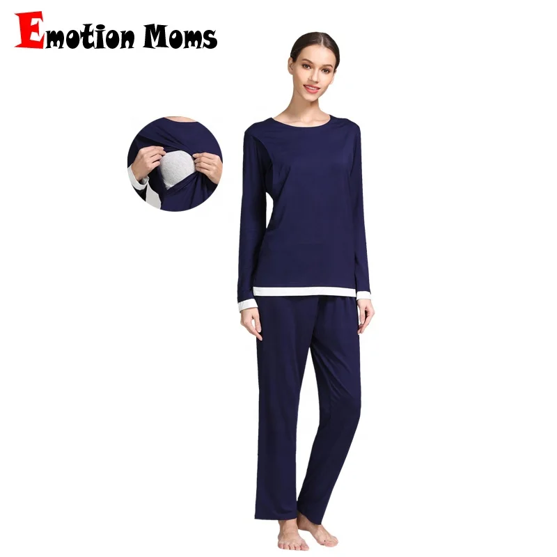

Wholesale New Soft Long sleeve Maternity Wear Nursing Pajamas Sleepwear Set Women Pregnant Nightwear Hospital Lactation Clothes