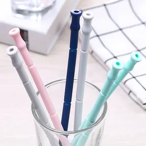 Image of Silicone Coffee Straw, Collapsible Straws 4 Pack, Drinking Biodegradable Straw Thickness