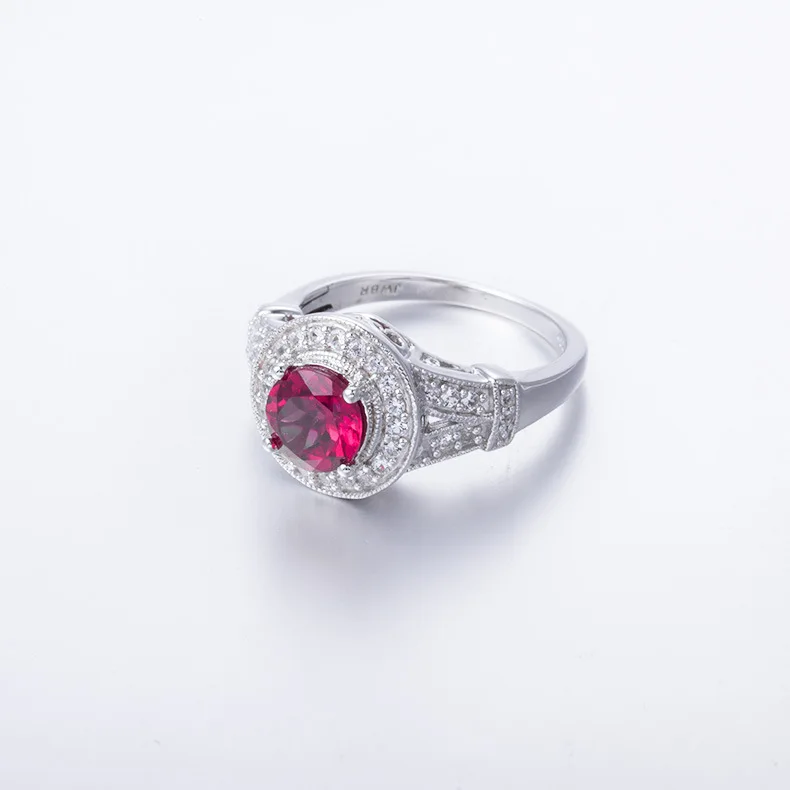 White Gold Ruby Stone Ring Silver Jewelry Ring