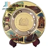 promotion gift items etching 999 gold souvenir brass metal plate trophy