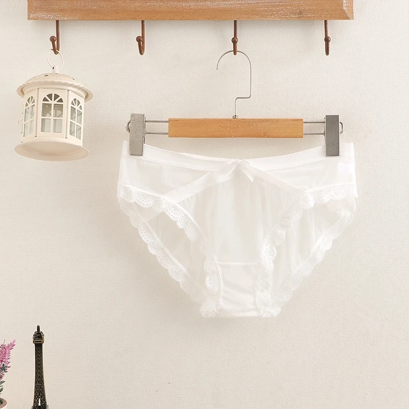 Low waist breathable young girls underwear sexy lace mesh transparent ladies panties