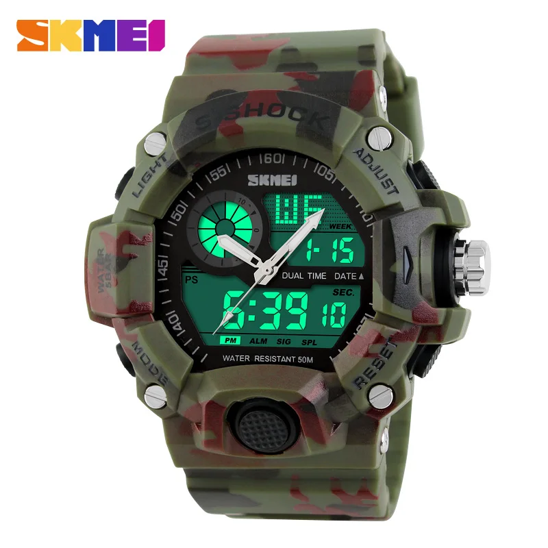 Reloj SKMEI Digital 1029 LED & Quartz Calendar Men Sport Watches Fashion Waterproof Dual Time Student Hand Watch China Supplier