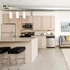 Modern style glass kitchen cabinets and counters for basement