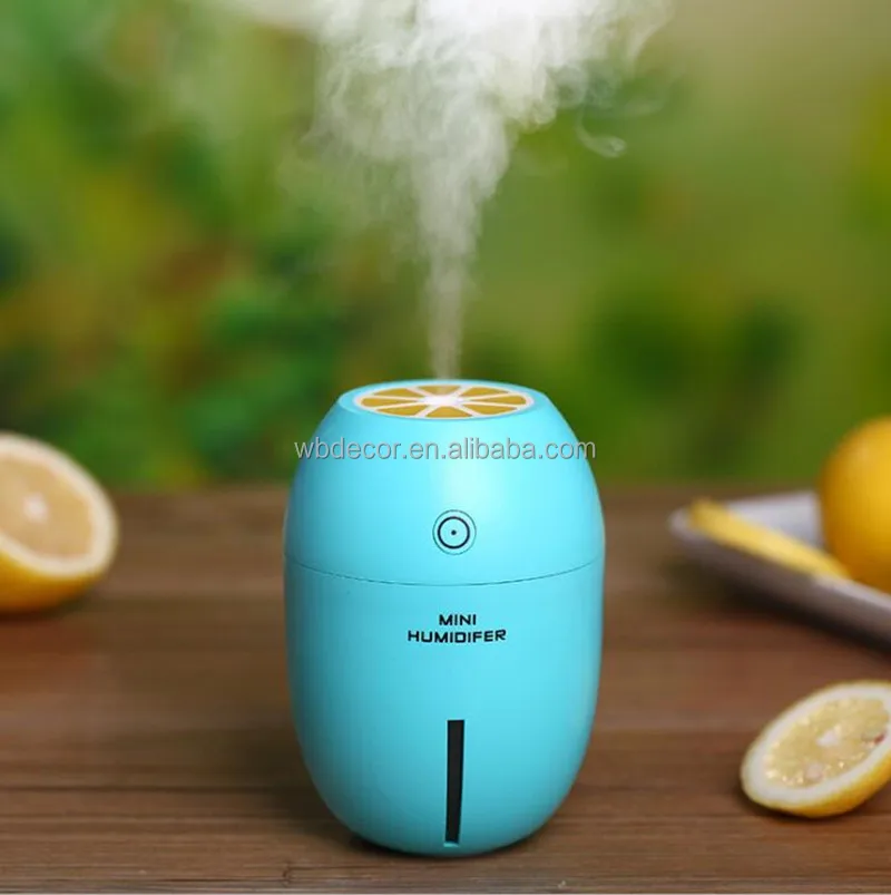 Lemon shape ultrasonic portable air cool mist maker fogger mini humidifier with led light
