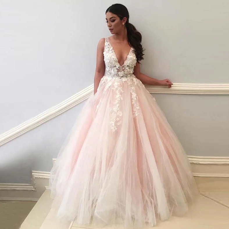 

Plunge V Neck Sexy See Through Corset Blush Pink USA Vintage Wedding Dress, White/ivory/blush pink