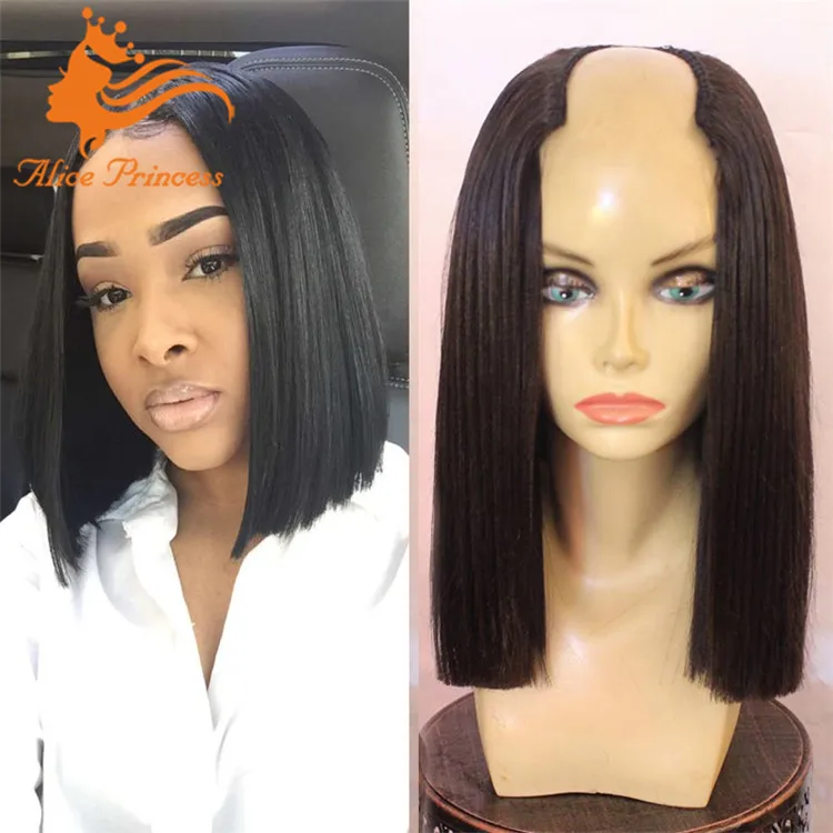 

Unprocessed Straight U Part Human Hair Wigs For Sale Virgin Hair Brazilian Short U part Wigs With Bleached Knots Free Shipping