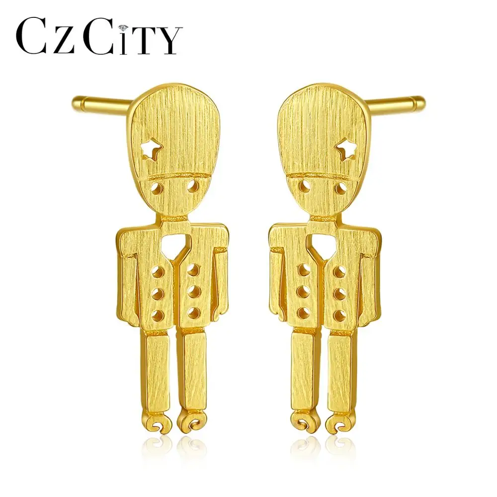 CZcity S925 Sterling Silver Fashion Ladies Earrings Brushed Geometric Headdress Earrings Ladies Christmas Gift