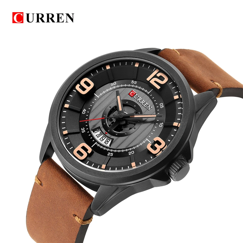 

CURREN Fashion New Luxury Brand Week Date Display Leather Strap Men Sports Watches Quartz Clock 8305 Relogio Masculino