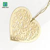 Promotional Gift Factory Wholesale Price 24K Gold Plated Metal Heart Shape Bookmark With Gold String