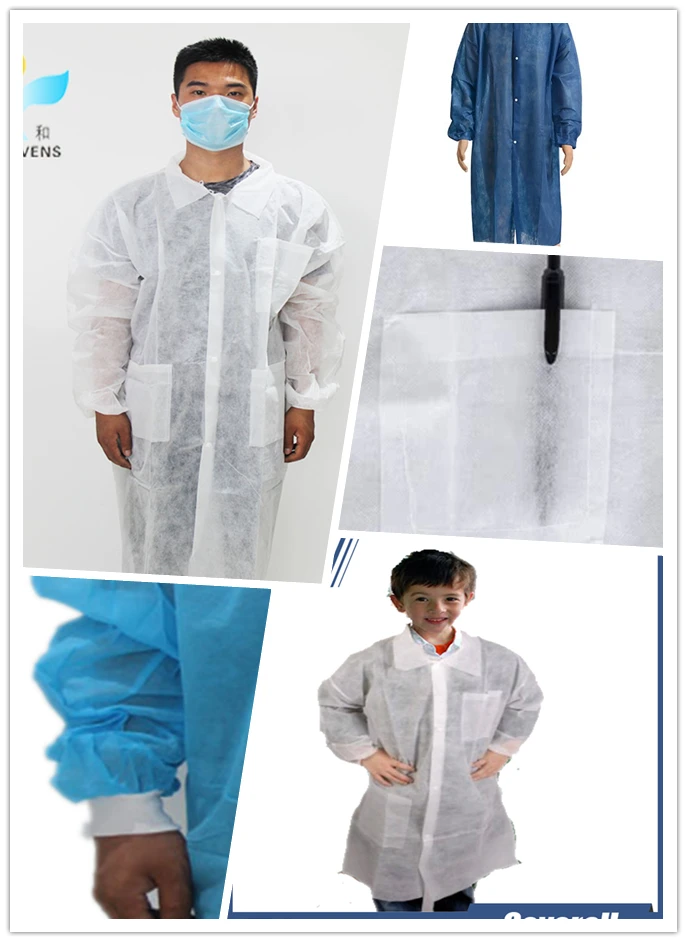 Disposable Pp Nonwoven Medical Doctor Lab Coat Food Factory Worker