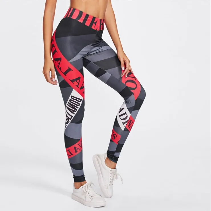 

2019 Hot Selling Factory Directly Sale Letter Pattern Printing Yoga Leggings Hip High Waist Sports Women Yoga Pants in Fitness, N/a