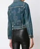 Royal wolf studded denim jacket manufacturer back musical note embellished classic jeans women jacket
