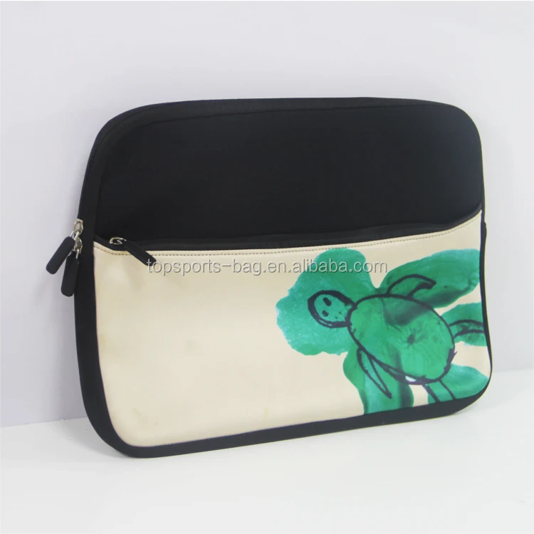 

Draw Cute Turtle Neoprene Laptop Bag Sleeve Surface Book with Front Pocket for Ipad, Green or custom