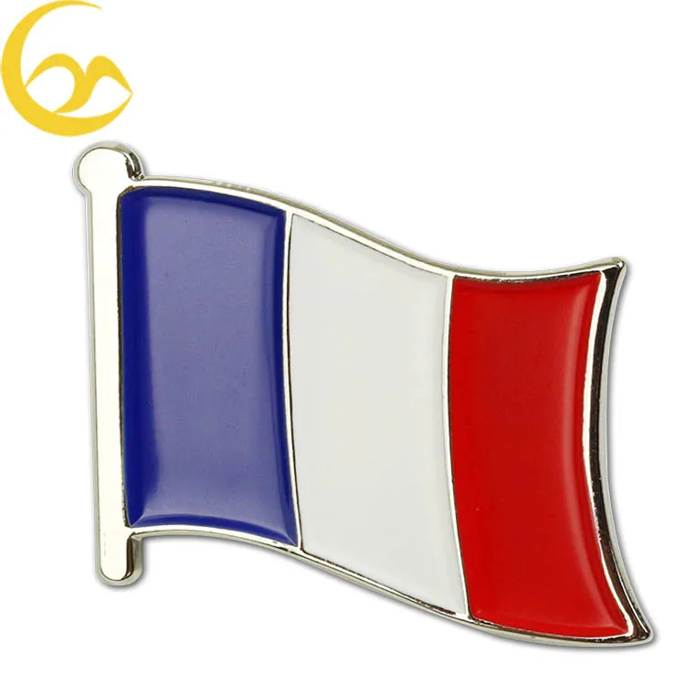 

Free Sample Metal Enamel France National flag Lapel Pin Badge, Custom