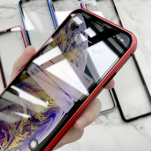 Luxury Double sided glass Metal Magnetic Case For iPhone Xs Xr Xs Max 360 Full Protective Cover For iPhone 8Plus 7Plus