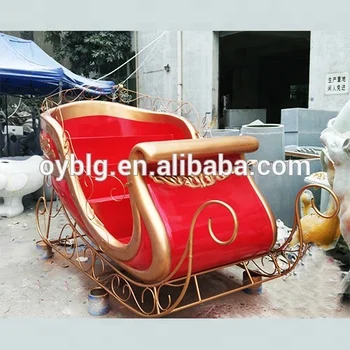 Christmas Outdoor Decoration Fiberglass Santa Sleigh With Reindeer