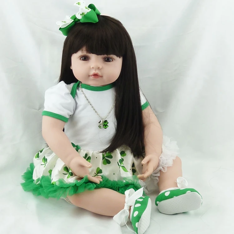 22/" Reborn Toddler Doll Lifelike Princess Girl Vinyl Long Hair Baby Cute Gift