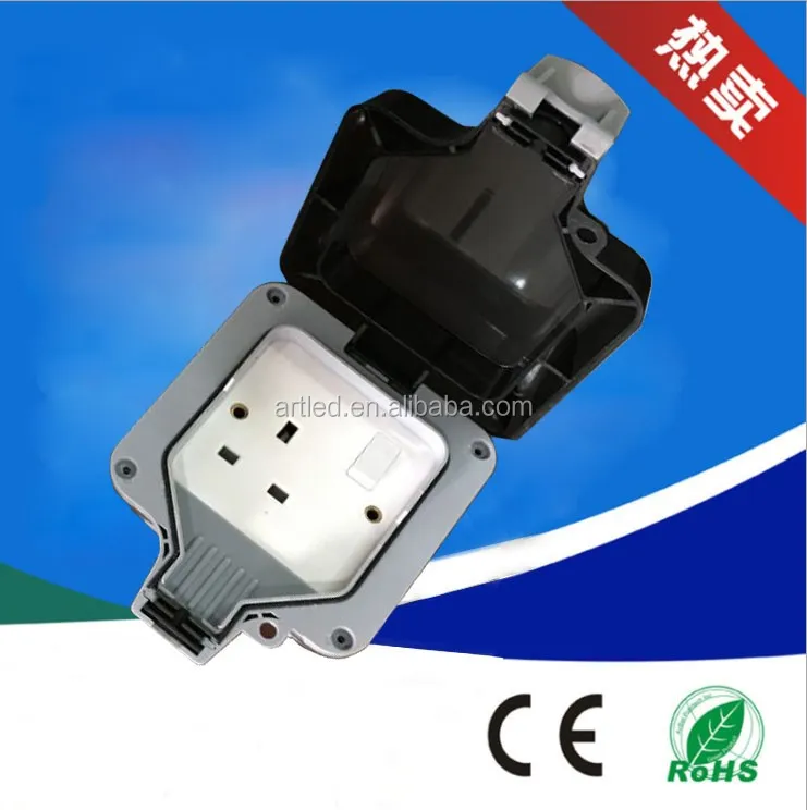 
IP66 13A 3000W UK standard Double Outdoor waterproof socket 