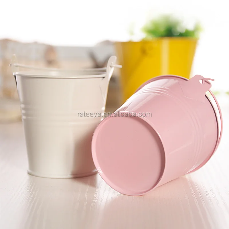 Fashion  Kawayi  Mini  5.5*7.5*8cm Colorful   Metal Pail Buckets Party Favor 3-inch  Flower  Pots- Medium Size