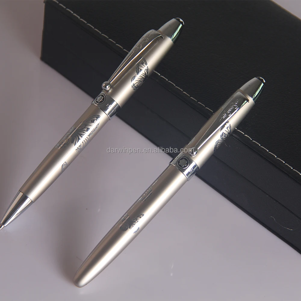 Classical Metal Twin Pen Set Two Ballpoint Pen With Butterfly Gift Pen