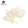 custom personalized leaf shape cute etching stainless steel gold plating bookmark souvenir