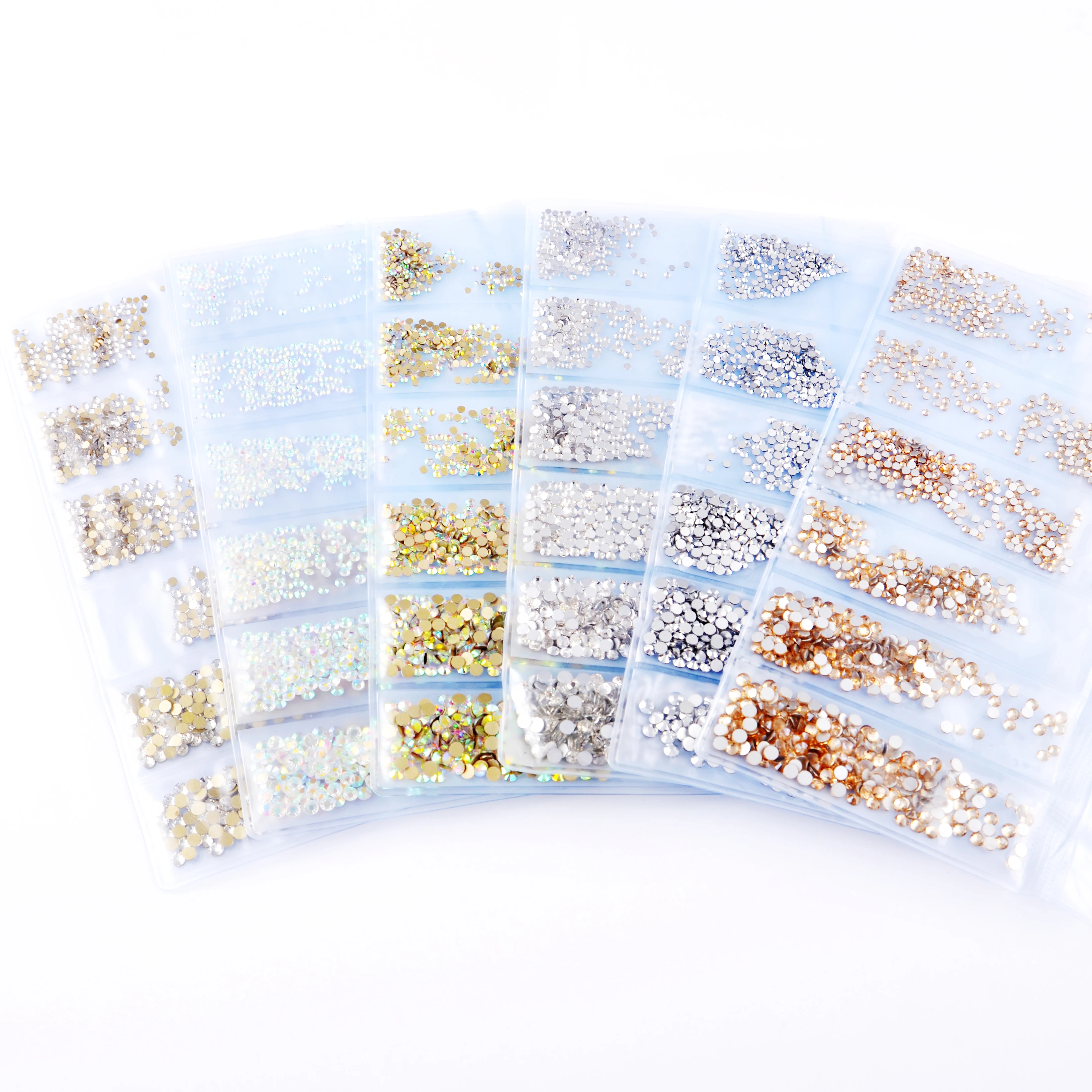 

High quality non hotfix flat back nail rhinestone crystal beads 6 size mixed 240 pcs/size, Refer to color chart