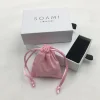 Luxury cardboard paper white sliding drawer box with drawstring pouch