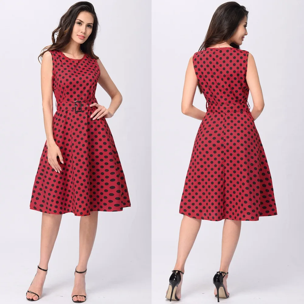 

2019 woman summer dresses point printed skirt black red chiffon ladies dress, Shown