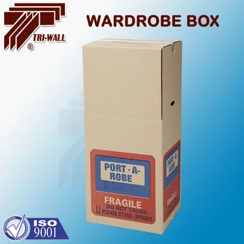 Kraft Cardboard Wardrobe Moving Boxes With Aluminum Alloy Hanging