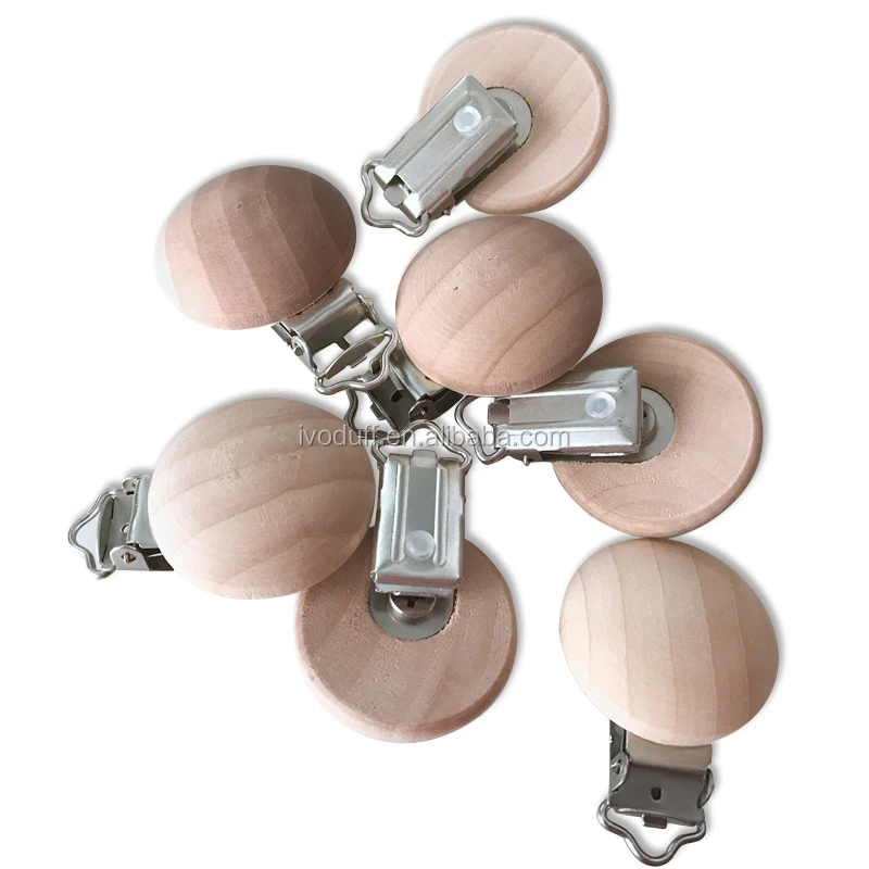 

Ivoduff Pacifier clip High Quality Wooden Round Baby Pacifier Clips, wood Dummy soother clip