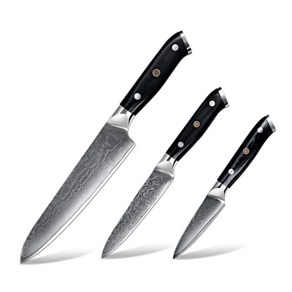 

Japanese Damascus Chef Knife Set VG-10 damascus knife set