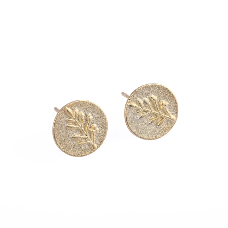 

E1687 Women Popular 925 sterling silver coin gold stud earrings