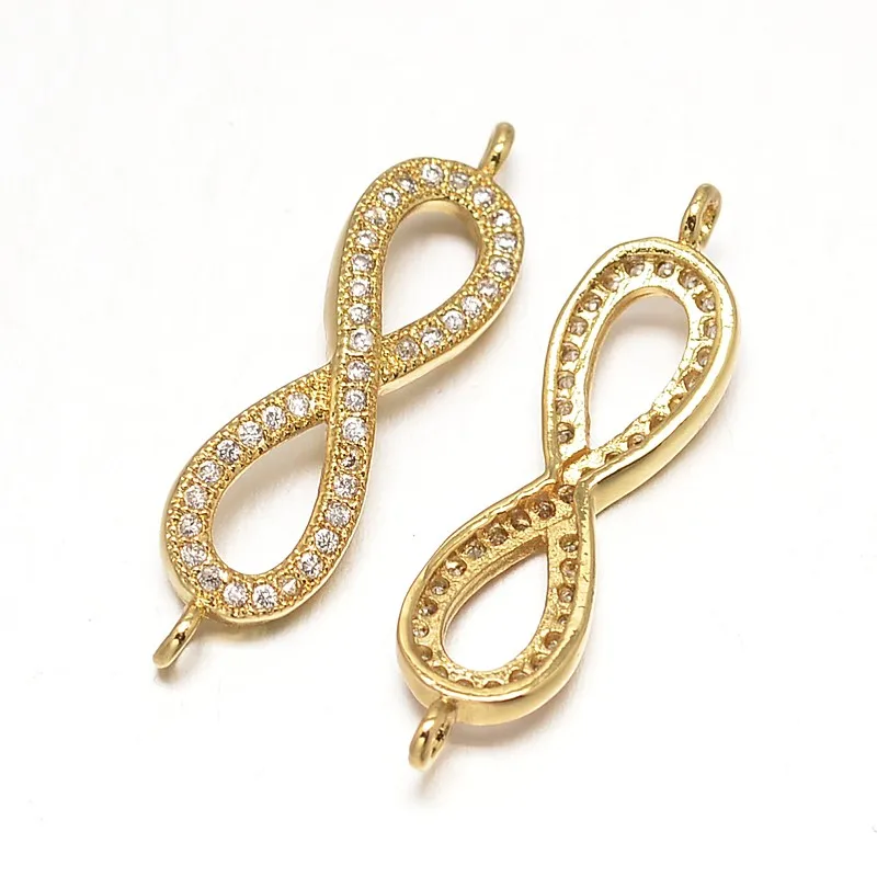 

PandaHall Brass Infinity Real Gold Plated Micro Pave Cubic Zircon Links