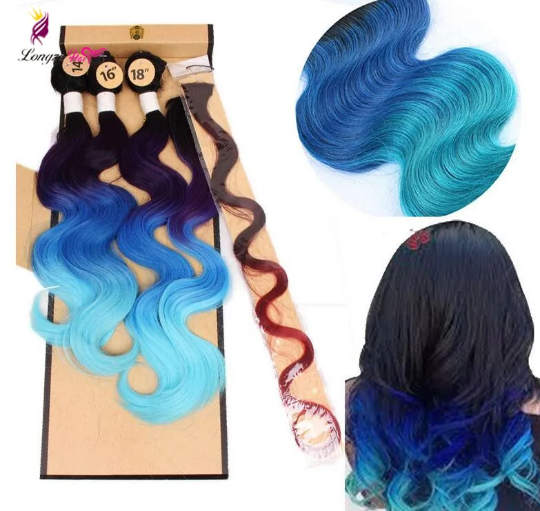 

4PCS/LOT Natural Body Wave with Closure Synthetic Hair Weave Bundles 18"20"22"Package High Temperature Hair Extensions, 1b #4 #27 #30 t27,t30,t350,tbug