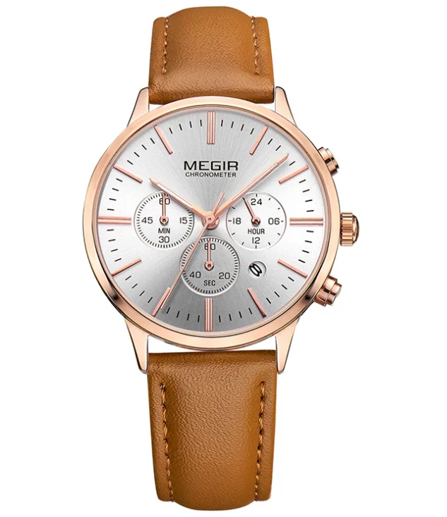 

MEGIR 2011 L1 2018 Top Luxury Brand MEGIR Watches Women Quartz-watch Leather Band thin Dial Fashion Clock